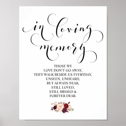 Poster Panneau de table de mariage à la mémoire v23 (Devant)