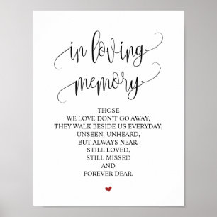 Poster Panneau de table de mariage à la mémoire v3