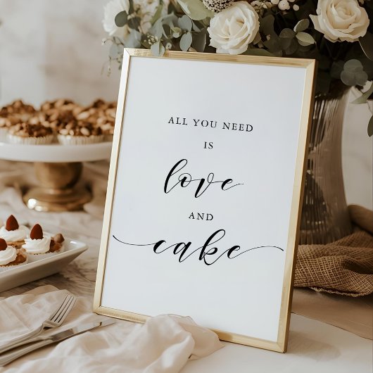 Poster Panneau de table de mariage Amour et gâteau tout c