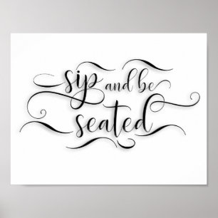 Poster Panneau de table de mariage 'Boire et être assis'