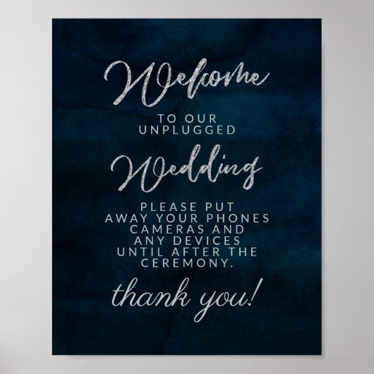 Poster Panneau de table de mariage débranché bleu foncé N (Devant)