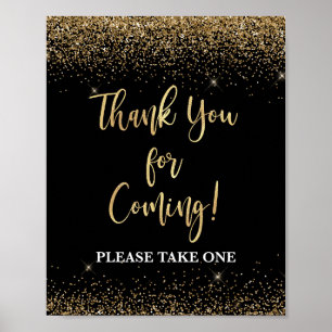 Poster Panneau de table de remerciement Black & Gold pour
