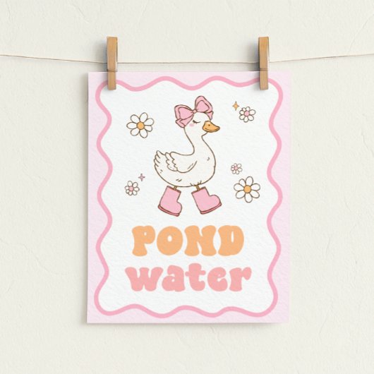 Poster Panneau de table drôle d'oie - Eau d'étang