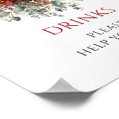 Poster Panneau de table élégant Boho Deep Red Eucalyptus (Coin)