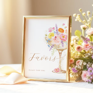 Poster Panneau de table Fleurs colorées & Prosecco