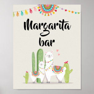 Poster Panneau de table Margarita Bar Fiesta Llama Baby s