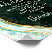 Poster Panneau de table Mariage turquoise vert et or débr (Coin)