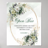 Poster Panneau de table ouvert Boho Dusty Green Eucalyptu (Devant)