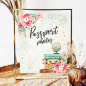 Poster Panneau de table photos de passeport Voyage douche