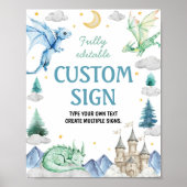 Poster Panneau de table pour anniversaire avec un dragon  (Devant)