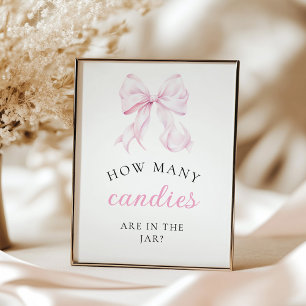 Poster Panneau de table pour Baby Shower Rose Combien de