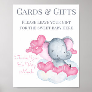 Poster Panneau de table pour cadeau de baby shower élépha