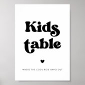 Poster Panneau de table pour enfants stylé rétro mariage (Devant)