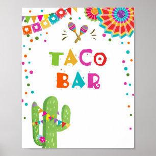 Poster Panneau de table Taco Bar Mexican Food Cactus Fies