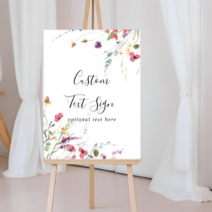 Poster Panneau de texte personnalisé à fleurs sauvages co