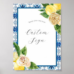 Poster Panneau de texte personnalisé au citron