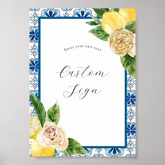 Poster Panneau de texte personnalisé au citron (Devant)