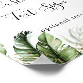 Poster Panneau de texte personnalisé avec feuillage tropi (Coin)