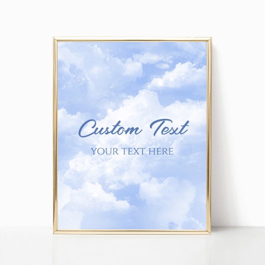 Poster Panneau de texte personnalisé Blue Sparkly Clouds 