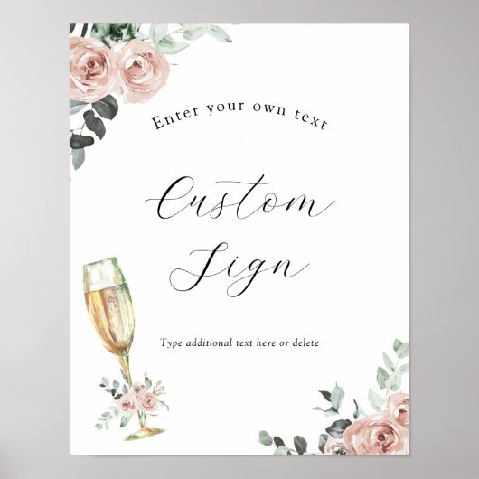 Poster Panneau de texte personnalisé Fleurs de Brunch et  (Devant)