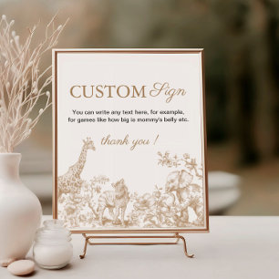 Poster Panneau de texte personnalisé Toile Safari Baby Sh