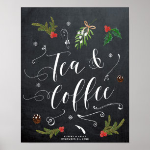Poster panneau de thé et café de Noël d'hiver mariage