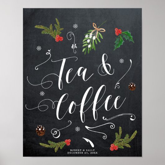 Poster panneau de thé et café de noël d'hiver mariage (Devant)