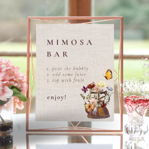 Poster Panneau de thé floral couleur aquarelle Mimosa Bar