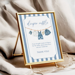 Poster Panneau de tirage au sort de couche Baby Shower Bl