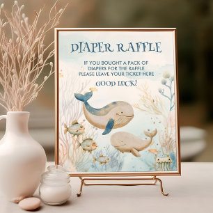Poster Panneau de tirage au sort de couche bébé Baleine s