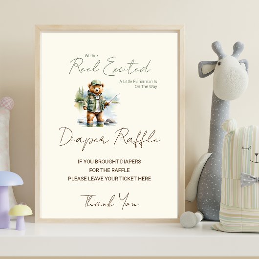 Poster Panneau de tirage au sort de couche bébé Exité pou
