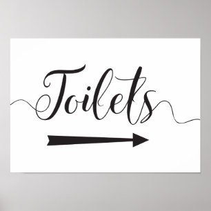 Poster Panneau de toilettes de mariage flèche directionne