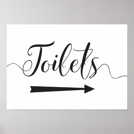 Poster Panneau de toilettes de mariage flèche directionne (Devant)
