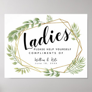 Poster panneau de toilettes pour dames - corbeille d'arti