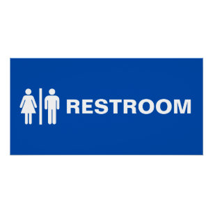 Poster Panneau de toilettes unisexes moderne pour porte d