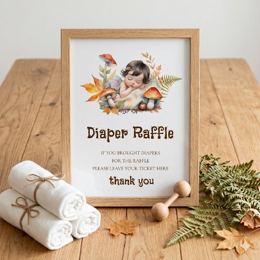 Poster Panneau de tombola de couche Bébé Fée de la forêt 