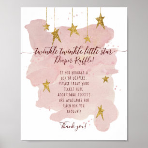 Poster Panneau de tombola de couche rose moderne Twinkle