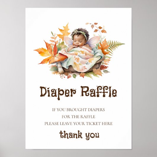 Poster Panneau de tombola de couches Bain de bébé Fée de (Devant)