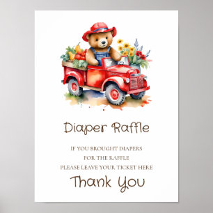 Poster Panneau de tombola de couches Teddy bébé élevé loc