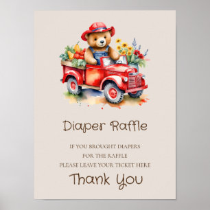 Poster Panneau de tombola de couches Teddy bébé élevé loc