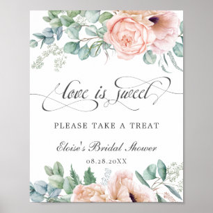 Poster Panneau de traitement Amour floral rose blush est 