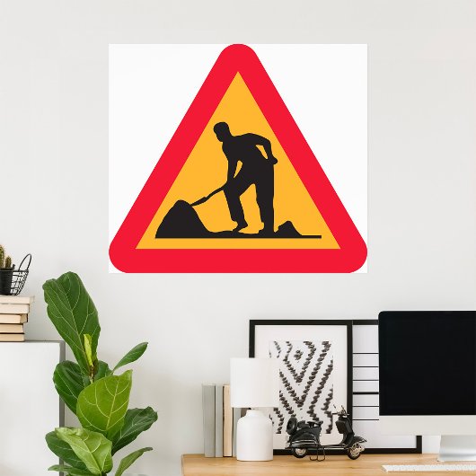 Poster Panneau de travaux routiers à venir Zone de constr