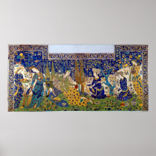 Poster Panneau de tuile-work vitré de poterie de terre,