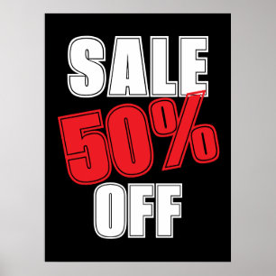 Poster Panneau de vente à 50%, Enseigne de magasin de dét