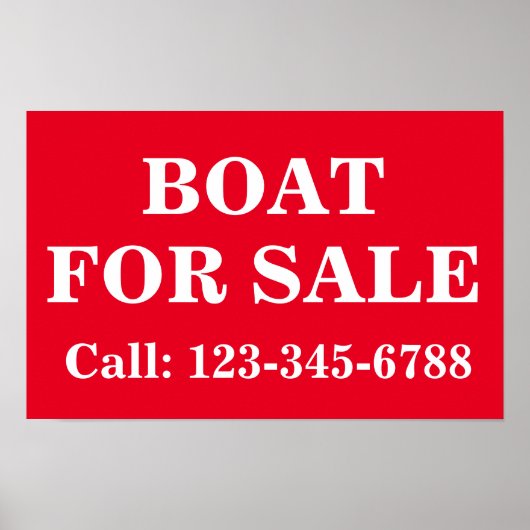 Poster PANNEAU DE VENTE DE BATEAU GRAS POUR VENTE Vendez (Devant)