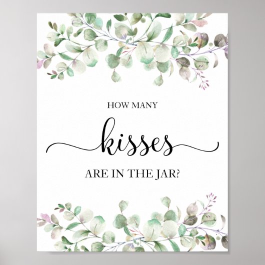 Poster Panneau de verdure aquarelle Combien de baisers (Devant)