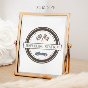 Poster Panneau de voiture Marine Blue Race