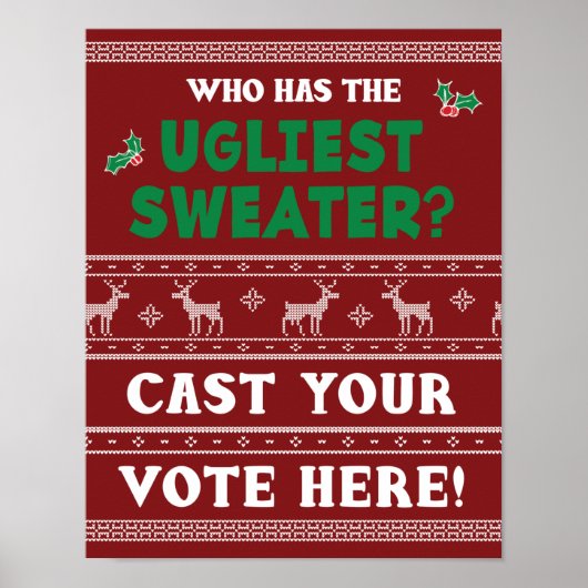 Poster Panneau de vote pour la soirée pull de Noël laid (Devant)