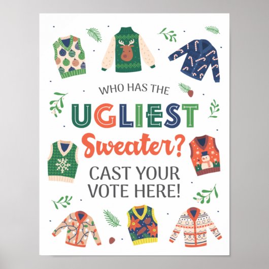 Poster Panneau de vote pour la soirée pull de Noël laid (Devant)
