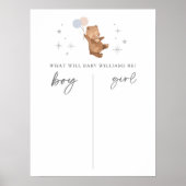 Poster Panneau de vote Teddy Bear Balloons Gender Reveal (Devant)